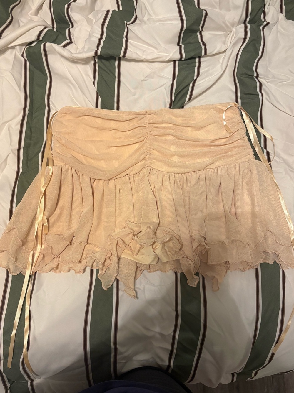 Cream Ruffle Mini Skirt